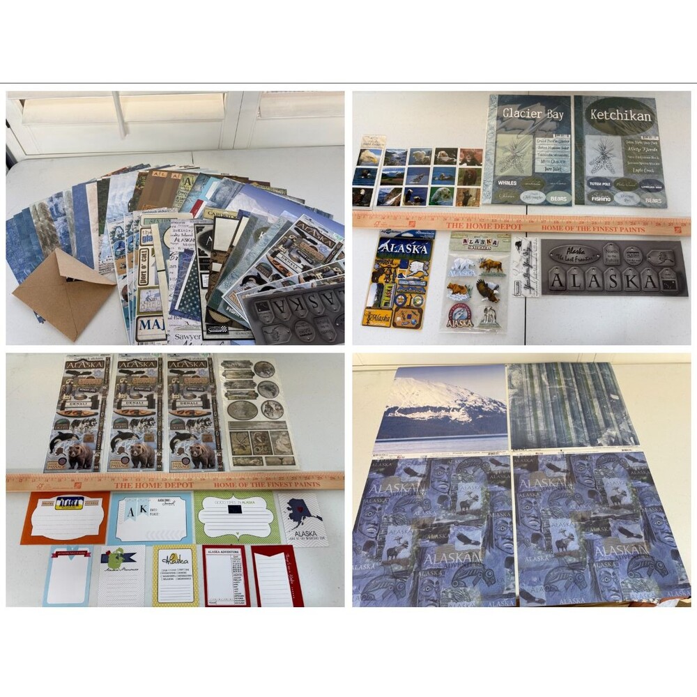 Huge Alaska Scrapbook Paper & Sticker Lot - 38 12x12 Sheets Cruise Travel Album